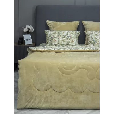Комплект с одеялом KAZANOV.A “Верде” жемчужно-бежевый (египетский хлопок-велюр), евро