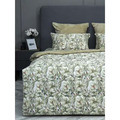 Комплект с одеялом KAZANOV.A “Верде” жемчужно-бежевый (египетский хлопок-велюр), евро