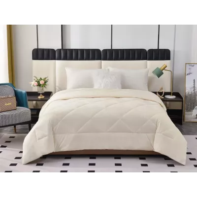 Двустороннее одеяло евро макси Sofi De Marko «Монако» молоко (велюр-сатин) 220х240