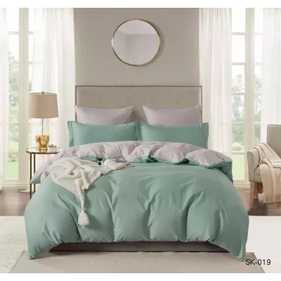 Комплект постельного белья Karteks "Сатин однотонный комбинированный" SK-019, евро