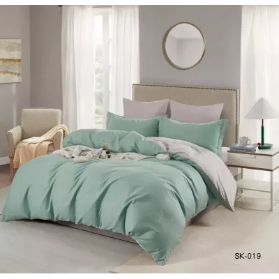 Комплект постельного белья Karteks "Сатин однотонный комбинированный" SK-019, евро