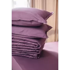 Комплект с одеялом DonCotton "Stripe Sateen Mini" (черничный), семейный