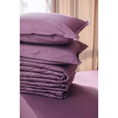 Комплект с одеялом DonCotton "Stripe Sateen Mini" (черничный), евро