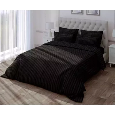 Комплект постельного белья Verossa stripe-sateen “Black”, семейный