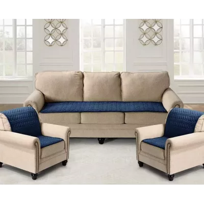 Набор покрывал для мягкой мебели Karteks “Паркет” синий (70х210 - 1 шт., 70х150 - 2 шт.)