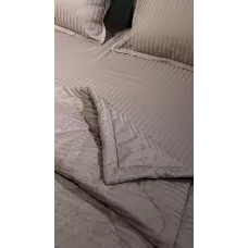 Комплект с одеялом DonCotton "Stripe Sateen" (мокко), евро