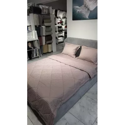 Комплект с одеялом DonCotton "Stripe Sateen" (мокко), евро