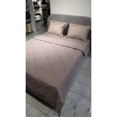 Комплект с одеялом DonCotton "Stripe Sateen" (мокко), евро