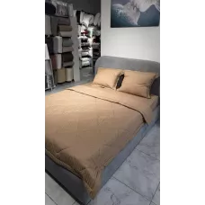 Комплект с одеялами DonCotton "Stripe Sateen" (кофейный), семейный