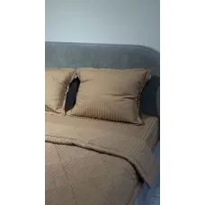 Комплект с одеялами DonCotton "Stripe Sateen" (кофейный), семейный