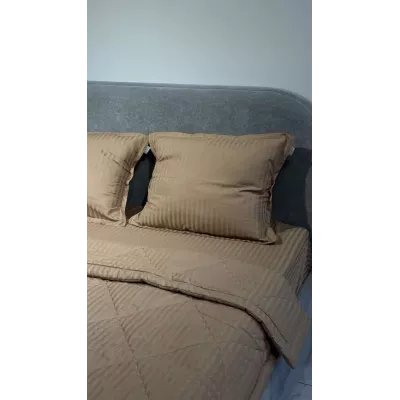 Комплект с одеялами DonCotton "Stripe Sateen" (кофейный), семейный