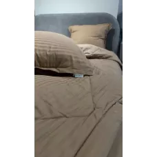 Комплект с одеялами DonCotton "Stripe Sateen" (кофейный), семейный