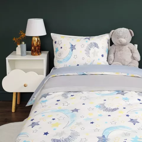 Комплект постельного белья Siberia Home “Звездочки” (голубой), 1.5 спальный