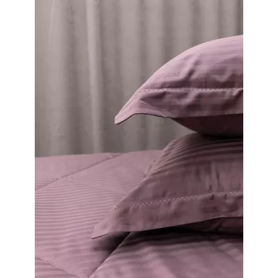 Комплект с одеялом DonCotton "Страйп-сатин" (пыльная роза), евро