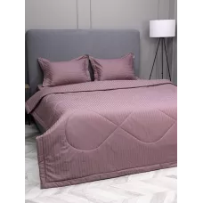 Комплект с одеялом DonCotton "Страйп-сатин" (пыльная роза), евро