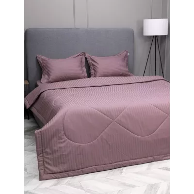 Комплект с одеялом DonCotton "Страйп-сатин" (пыльная роза), евро