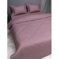 Комплект с одеялом DonCotton "Страйп-сатин" (пыльная роза), евро