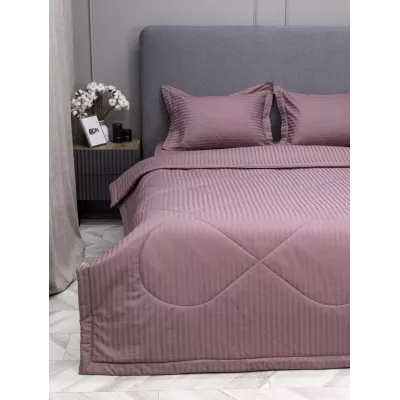 Комплект с одеялом DonCotton "Страйп-сатин" (пыльная роза), евро