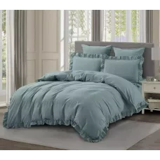 Комплект постельного белья Karteks "Вареный жаккард с рюшей" VJ-07, евро