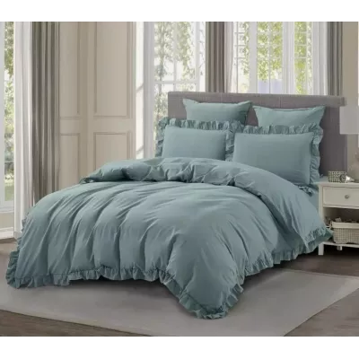 Комплект постельного белья Karteks "Вареный жаккард с рюшей" VJ-07, евро