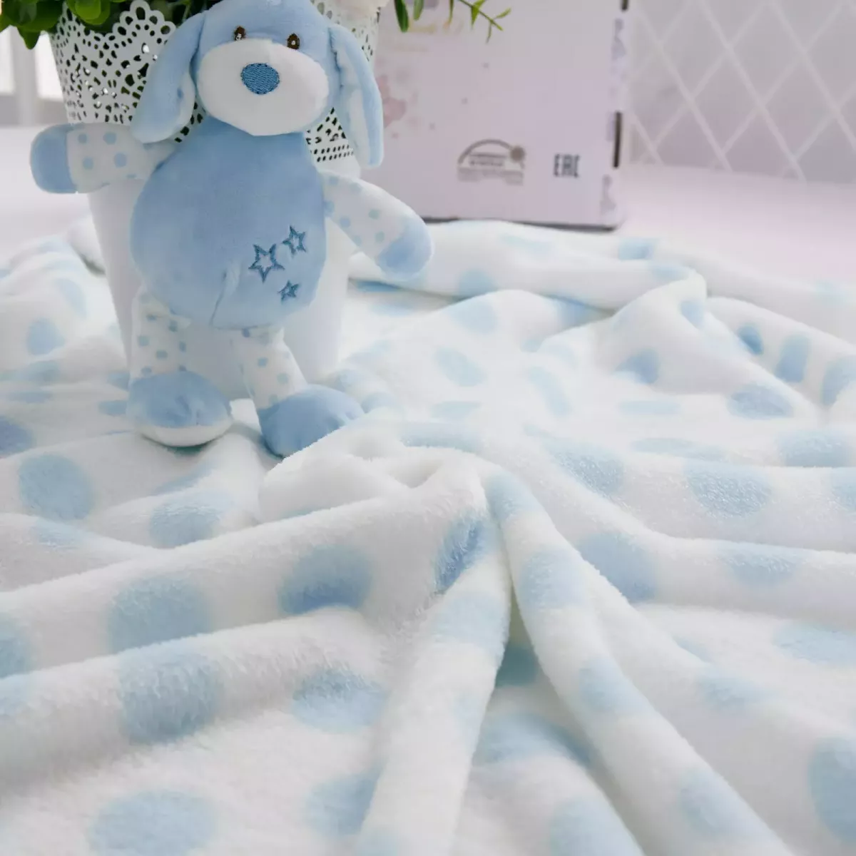 Плед детский Sofi de Marko “№2” (голубой) + игрушка