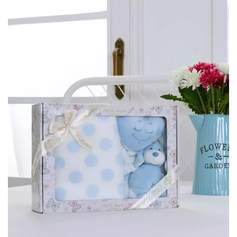 Плед детский Sofi de Marko “№2” (голубой) + игрушка