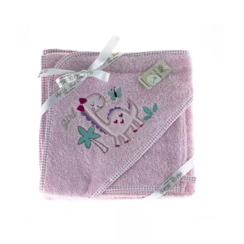 Полотенце-уголок и мочалка Sofi De Marko “FANNY DINO” (розовый), 80x80