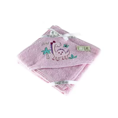Полотенце-уголок и мочалка Sofi De Marko “FANNY DINO” (розовый), 80x80