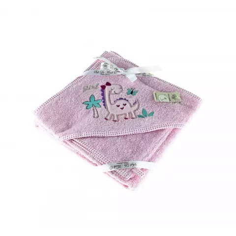 Полотенце-уголок и мочалка Sofi De Marko “FANNY DINO” (розовый), 80x80