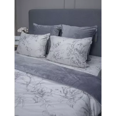 Комплект с одеялом KAZANOV.A “Дафна” нави графит (хлопок-велюр), евро