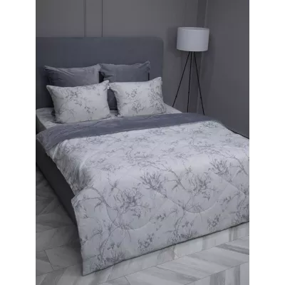 Комплект с одеялом KAZANOV.A “Дафна” нави графит (хлопок-велюр), евро