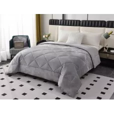 Двустороннее одеяло полуторное Sofi De Marko «Монако» серый (велюр-сатин) 160х220
