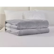 Двустороннее одеяло полуторное Sofi De Marko «Монако» серый (велюр-сатин) 160х220