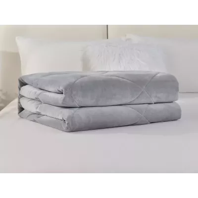 Двустороннее одеяло полуторное Sofi De Marko «Монако» серый (велюр-сатин) 160х220