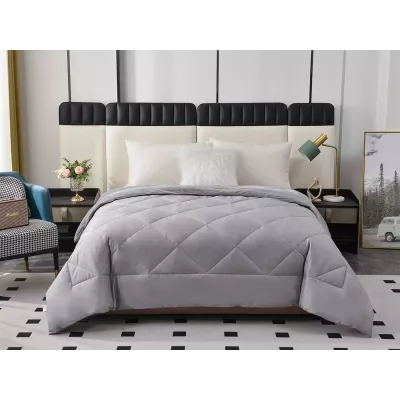 Двустороннее одеяло полуторное Sofi De Marko «Монако» серый (велюр-сатин) 160х220