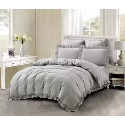 Комплект постельного белья Karteks "Вареный жаккард с рюшей" VJ-04, евро