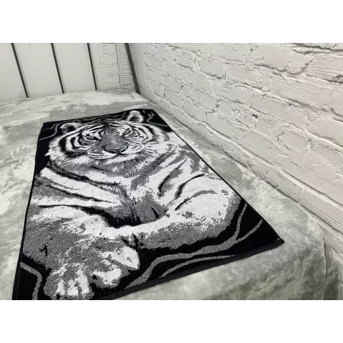 Махровое полотенце Самойловский текстиль "Тигр" черный/светло-серый, 50х90