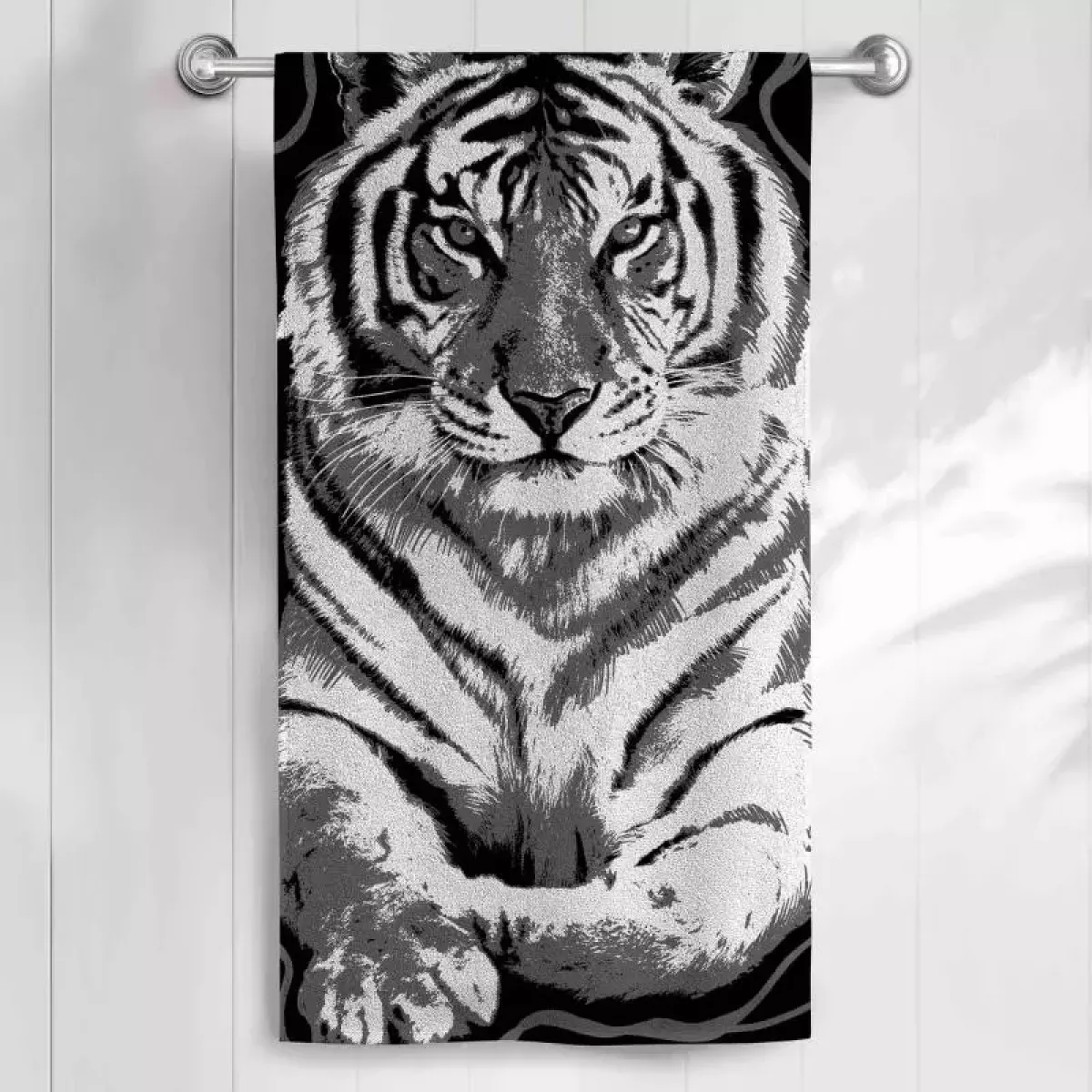Махровое полотенце Самойловский текстиль "Тигр" черный/светло-серый, 50х90