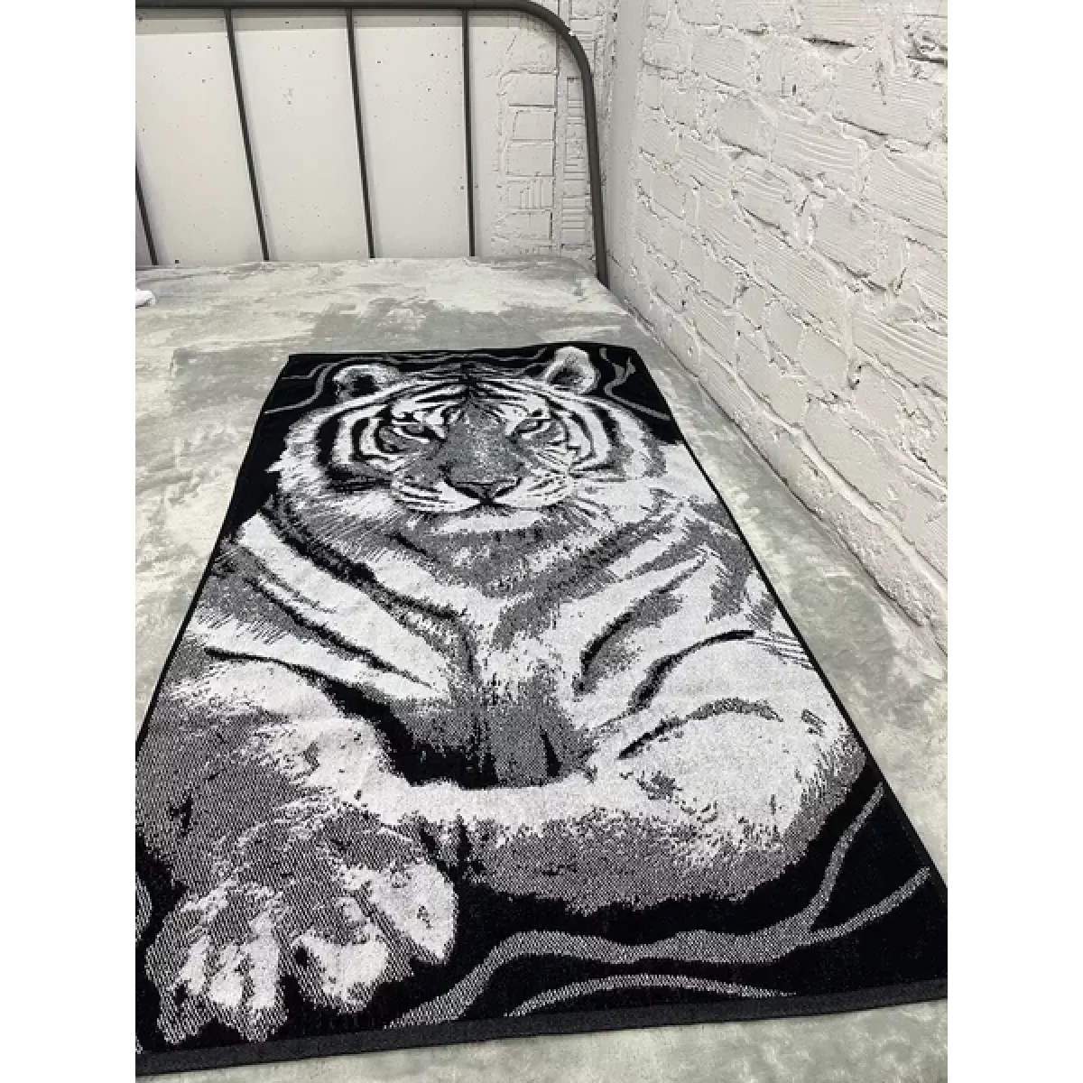 Махровое полотенце Самойловский текстиль "Тигр" черный/светло-серый, 50х90