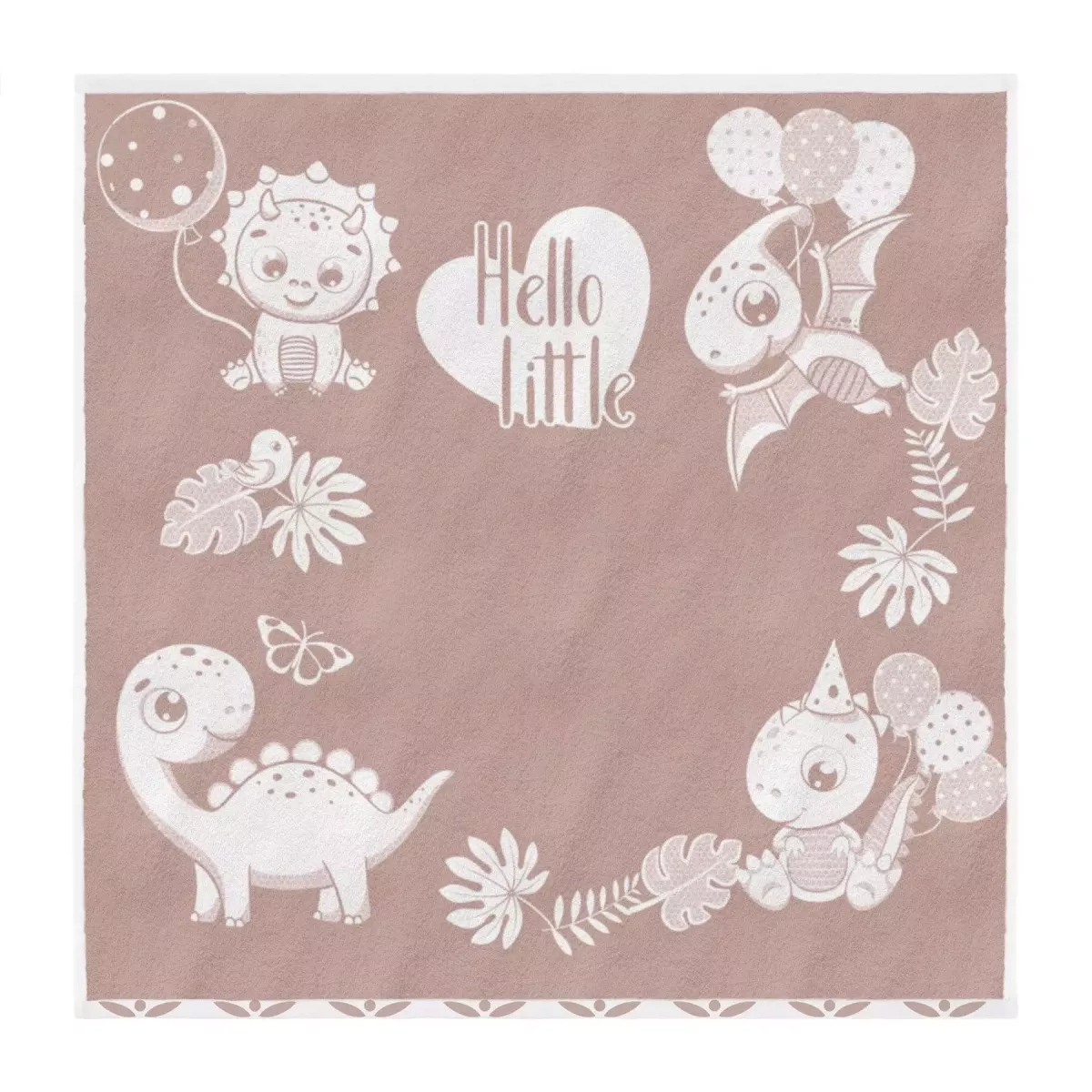 Полотенце махровое детское Облачко "Hello, little Dino" (бежевый тауп/белый), 100х100