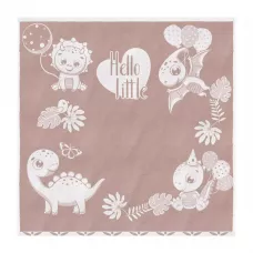 Полотенце махровое детское Облачко "Hello, little Dino" (бежевый тауп/белый), 100х100