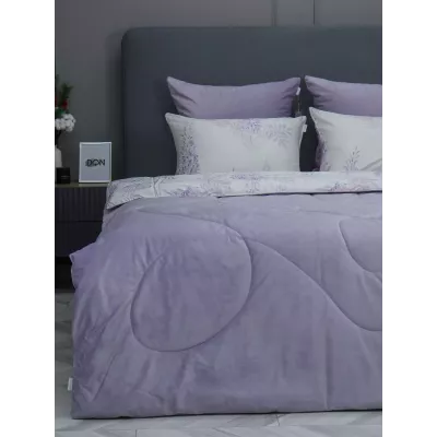 Комплект с одеялом KAZANOV.A “Акация” лаванда платина (египетский хлопок-велюр), 1.5 спальный