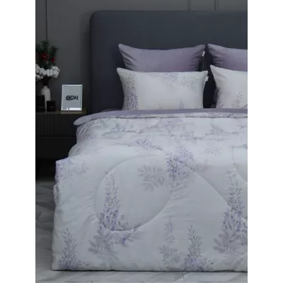 Комплект с одеялом KAZANOV.A “Акация” лаванда платина (египетский хлопок-велюр), 1.5 спальный