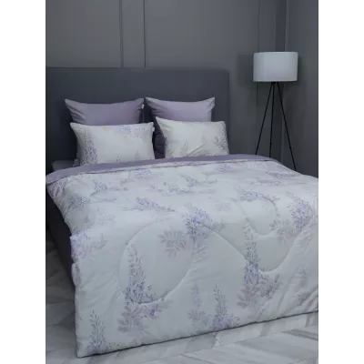 Комплект с одеялом KAZANOV.A “Акация” лаванда платина (египетский хлопок-велюр), 1.5 спальный