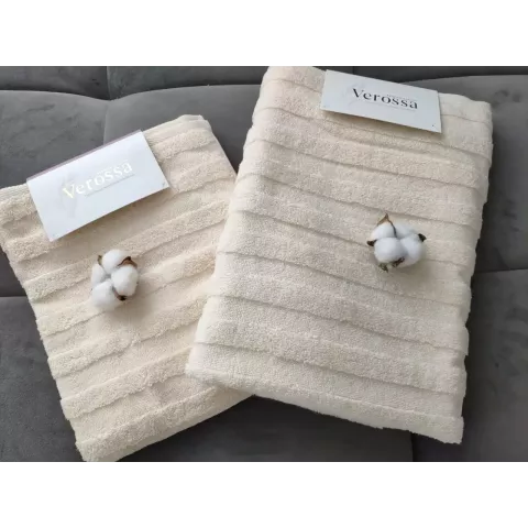 Махровое лицевое полотенце Verossa “Stripe” (экрю), 50х90