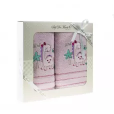 Комплект полотенец Sofi De Marko “DINO” (розовый), 50х80 и 70х120