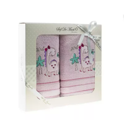 Комплект полотенец Sofi De Marko “DINO” (розовый), 50х80 и 70х120