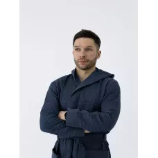 Халат вафельный с капюшоном Sofi de Marko “Гамлет” (синий)