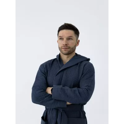 Халат вафельный с капюшоном Sofi de Marko “Гамлет” (синий)