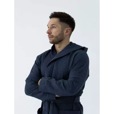 Халат вафельный с капюшоном Sofi de Marko “Гамлет” (синий)